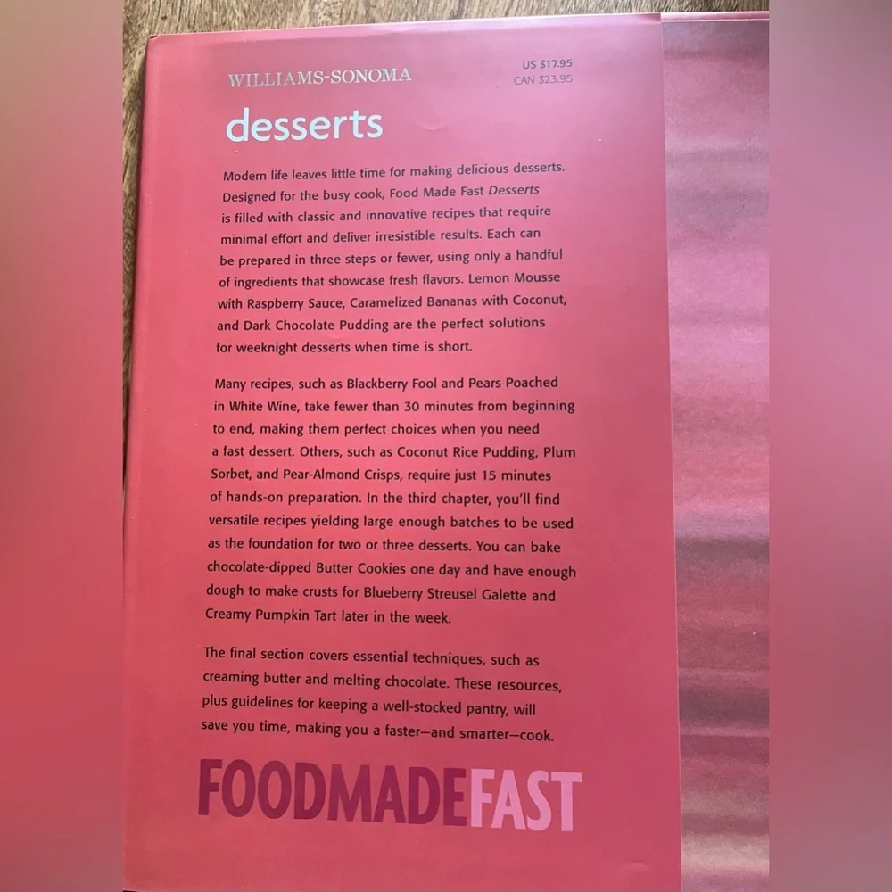 NEW Williams Sonoma Food Made Fast Desserts Book